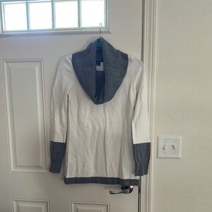 French Connection White and Gray Cowl Neck Sweater
